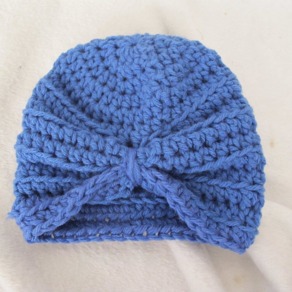 Handmade Infant Turban Style Beanie/Hat - 0/3 Months